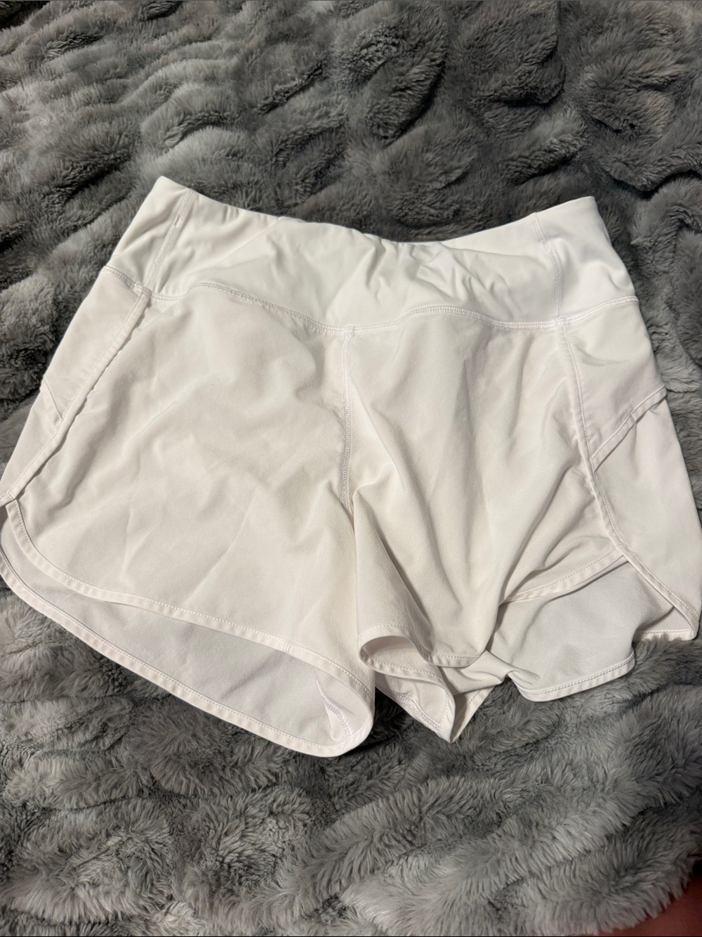 CRZ YOGA White Athletic Running Shorts with Side Pockets